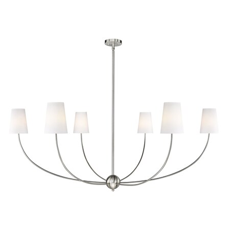 Z-Lite Shannon Chandelier, 6-Light, 62 In.W x 25.75 In.H, Brushed Nickel/white 3040-62BN